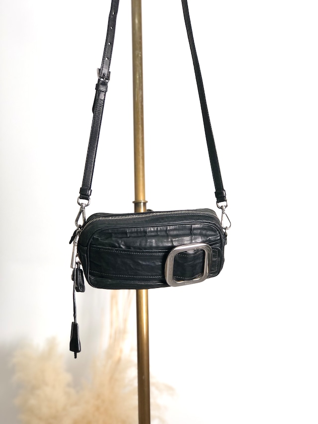 PRADA プラダ ショルダーバッグ ブラック バックルモチーフ レザー ミニバッグ vintage ヴィンテージ オールド cdnxfz