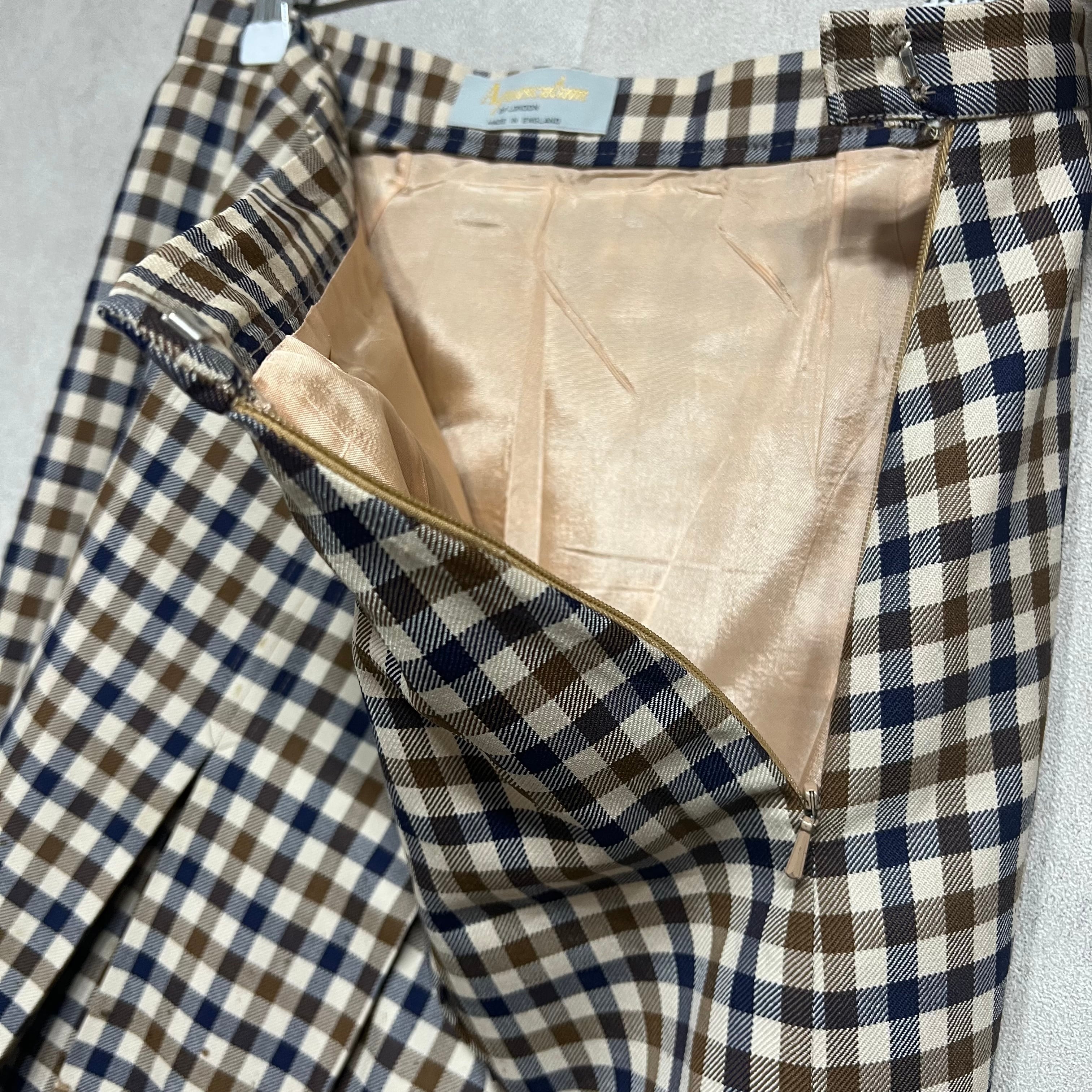 Aquascutum リバーシブル プリーツスカート 英国製  vintage