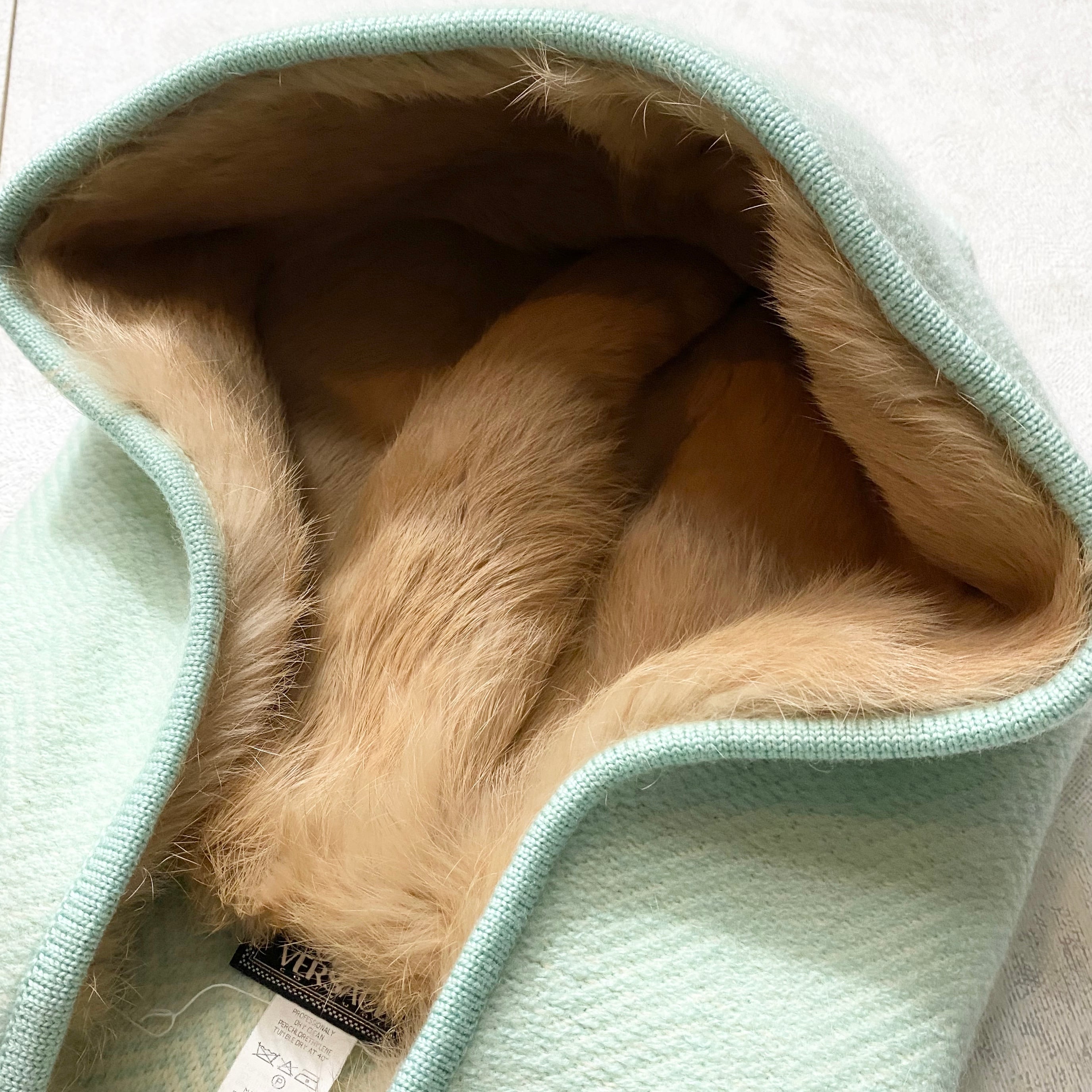 GIANNI VERSACE rabbit fur switching knit hoodie | NOIR ONLINE