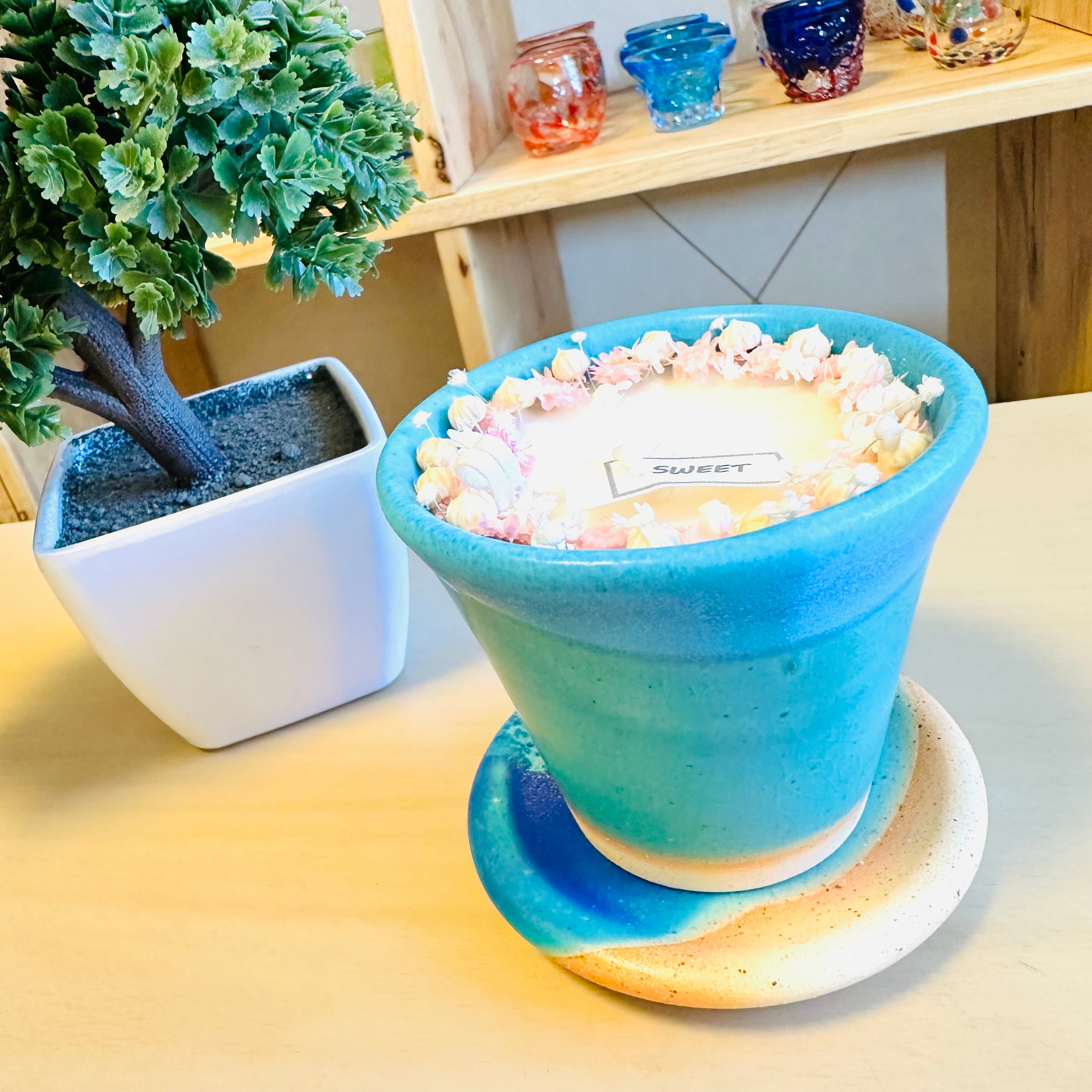 うるま陶器　アロマポット 単品】海を感じるフランキンセンス香炉 (うるま陶器) 乳香 樹脂