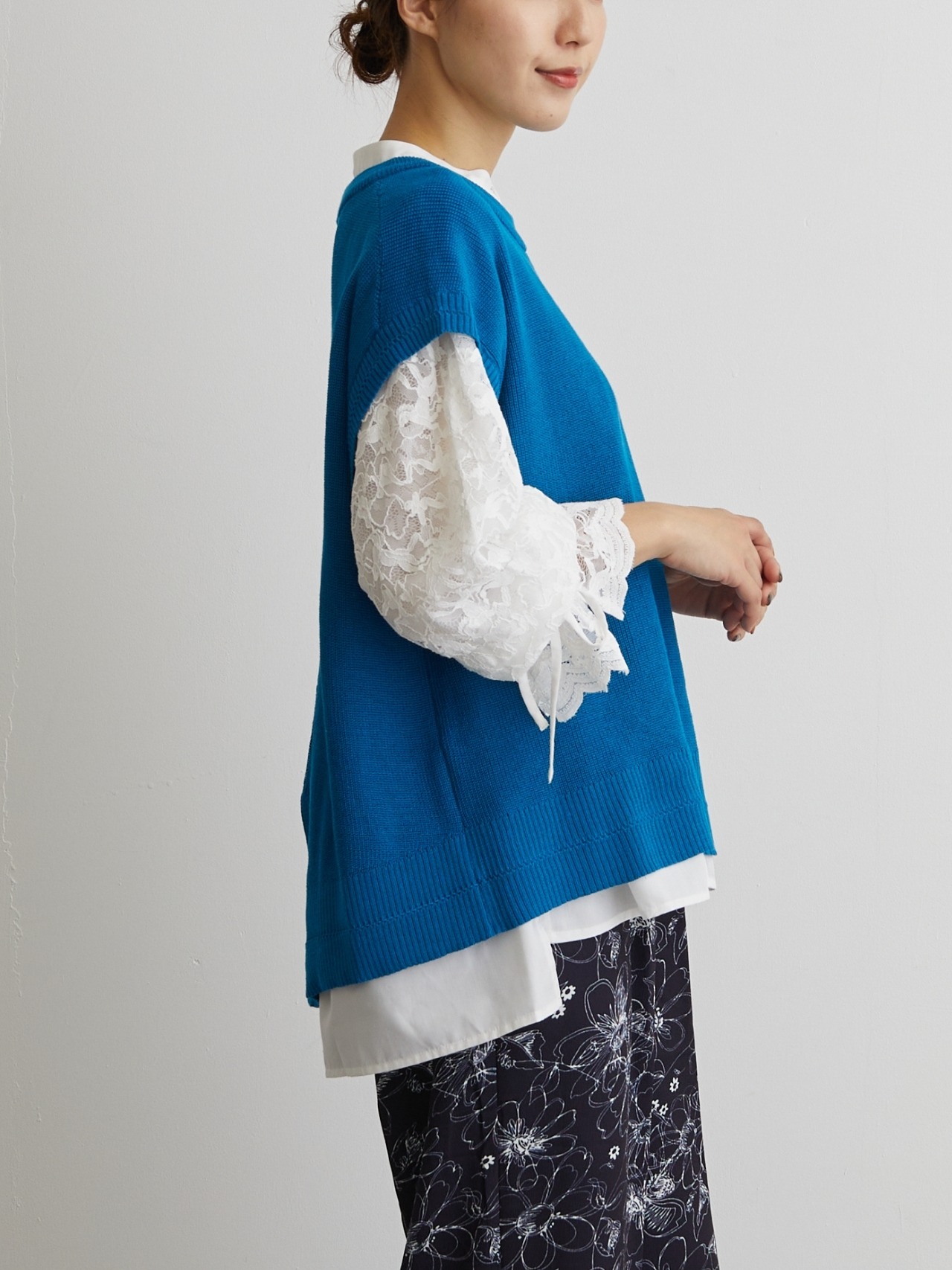 No.22504 バックスリットニットベスト Blue Green