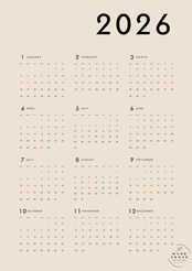 2026 MINIMAL CALENDAR｜余白と数字が美しいミニマルカレンダーポスター｜一年を整える洗練デザインA4ポスター