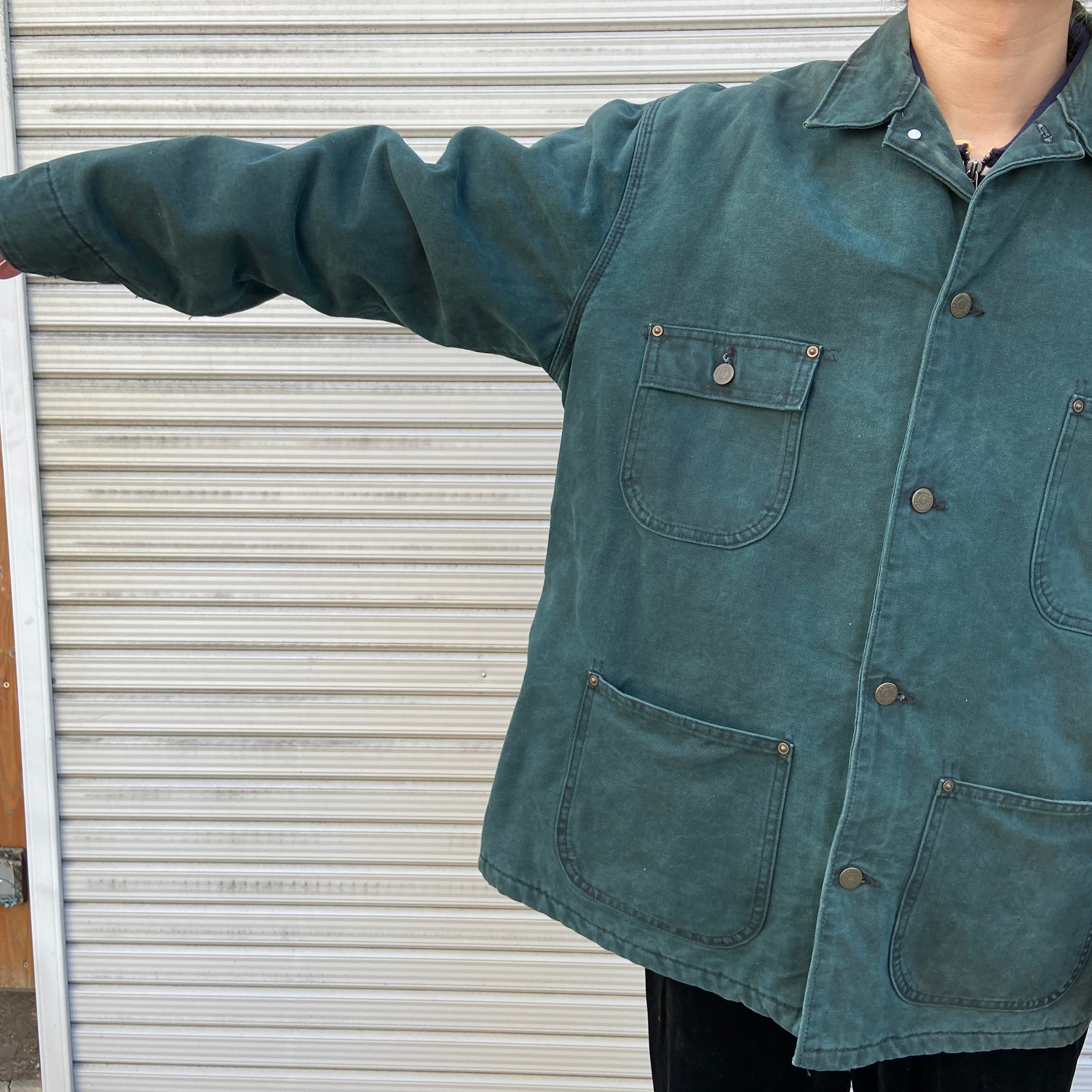 80s USA製 carhartt ミシガンチョアコート カバーオール 緑 L | 古着屋 Uan 