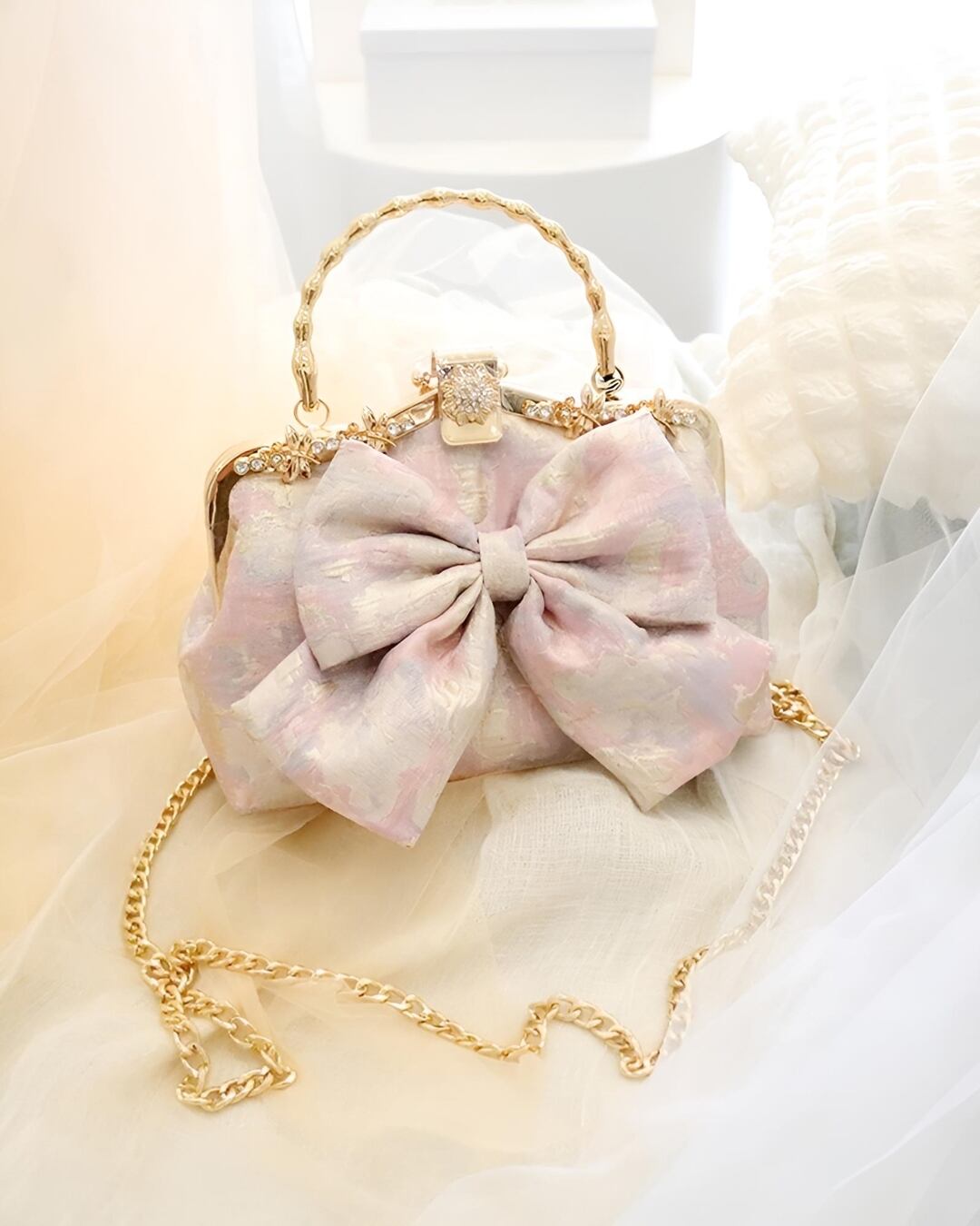 ジャガードリボンチェーンバッグ(2 colors) 24A12010