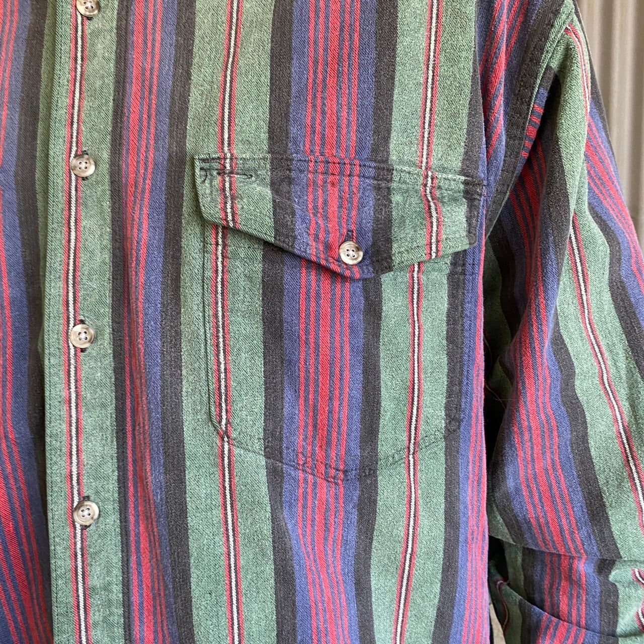 USA製 80年代 Eddie Bauer エディーバウアー ストライプシャツ メンズ
