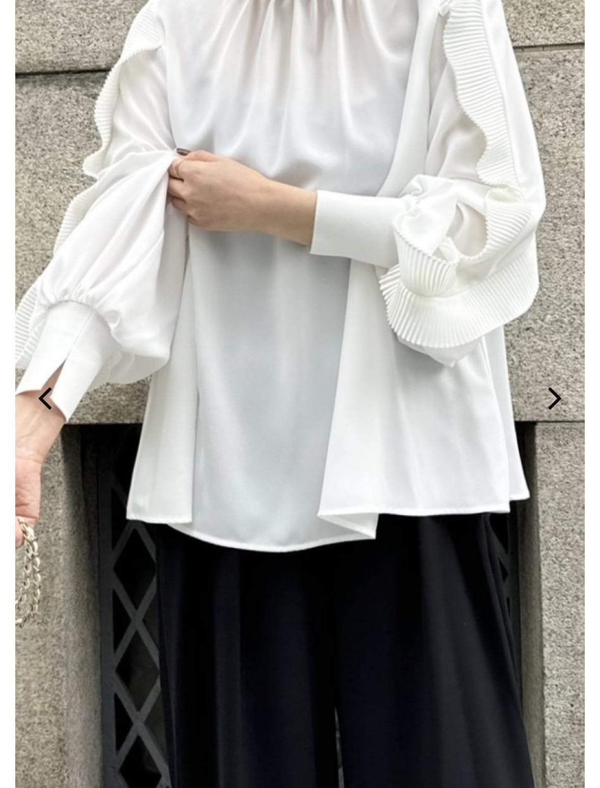 ☆大人気☆再販☆ 袖プリーツデザインジョーゼット2WAYブラウス