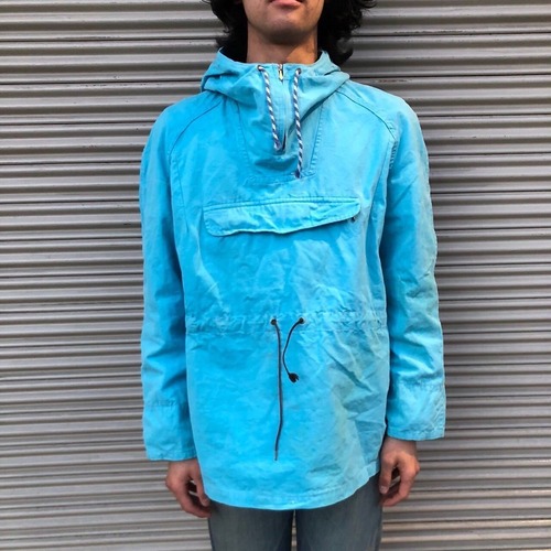 90s 80s Euro VINTAGE ヴィンテージ COTTON ANORAK PARKA アノラックマウンテンパーカー ミリタリー ユーロプルオーバー 水色 ブルー