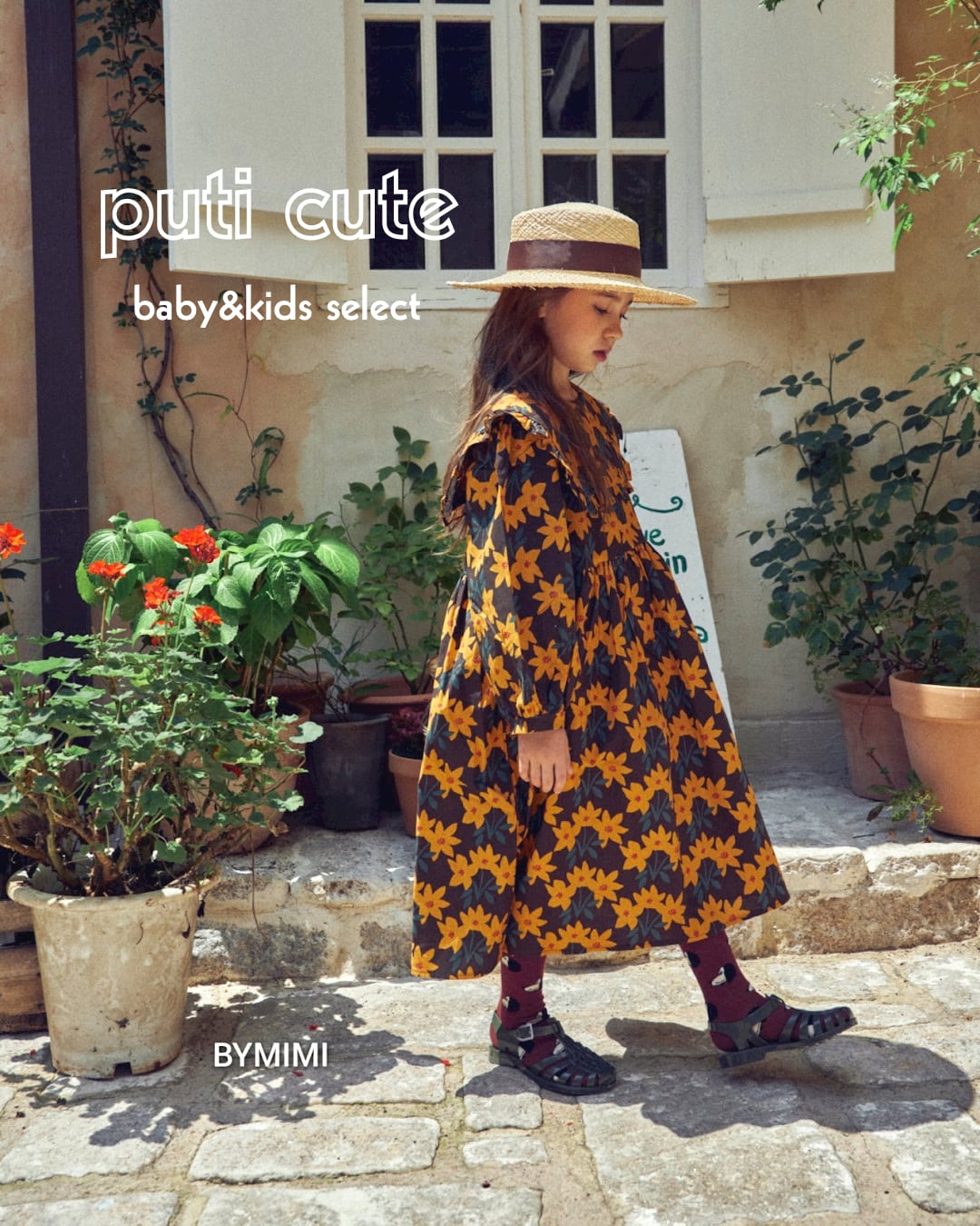 100 ꒰ 即納 ꒱ オレンジ花柄ワンピース / BY MIMI ⸝⋆