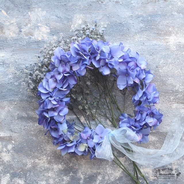 花冠ボリュームアジサイｍ 17 Blue 花かんむり 選べる25色 一目惚れする花雑貨ウチソトリース マーメイドローズ
