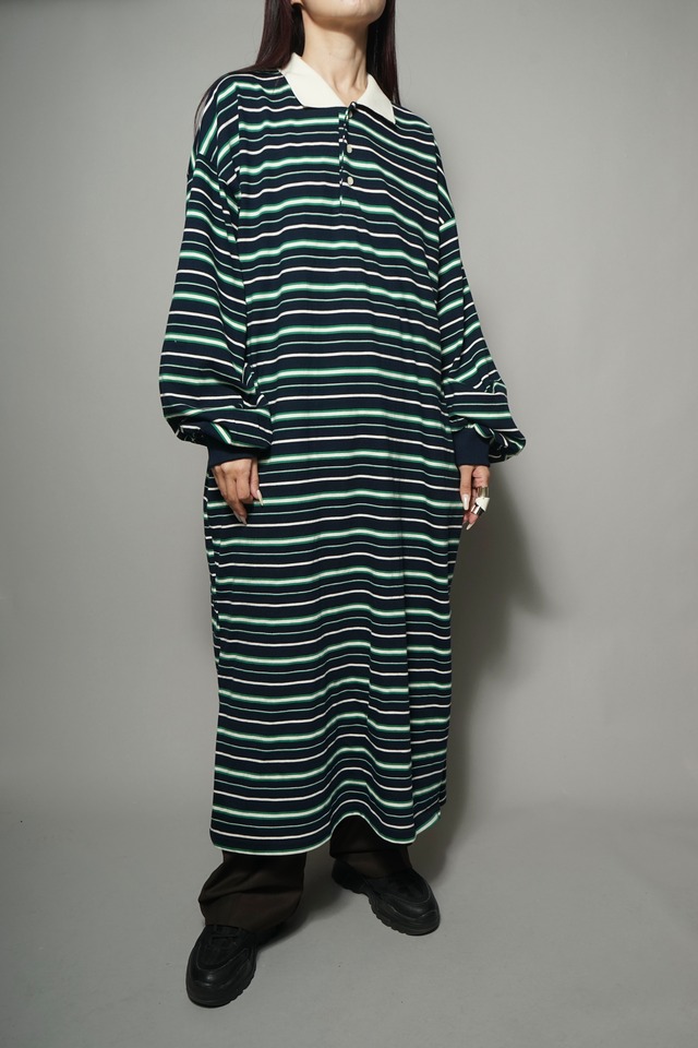 COTTON STRIPE DRESS (NAVY) 2402-72-861