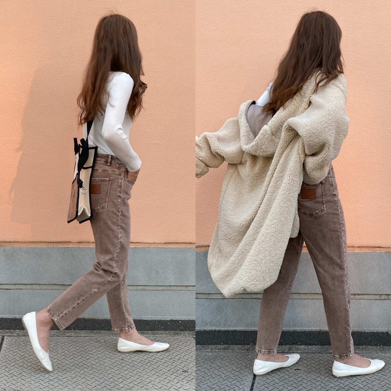 vintagewash.ハイウエストティパードストレッチdenimpt／vintage brown