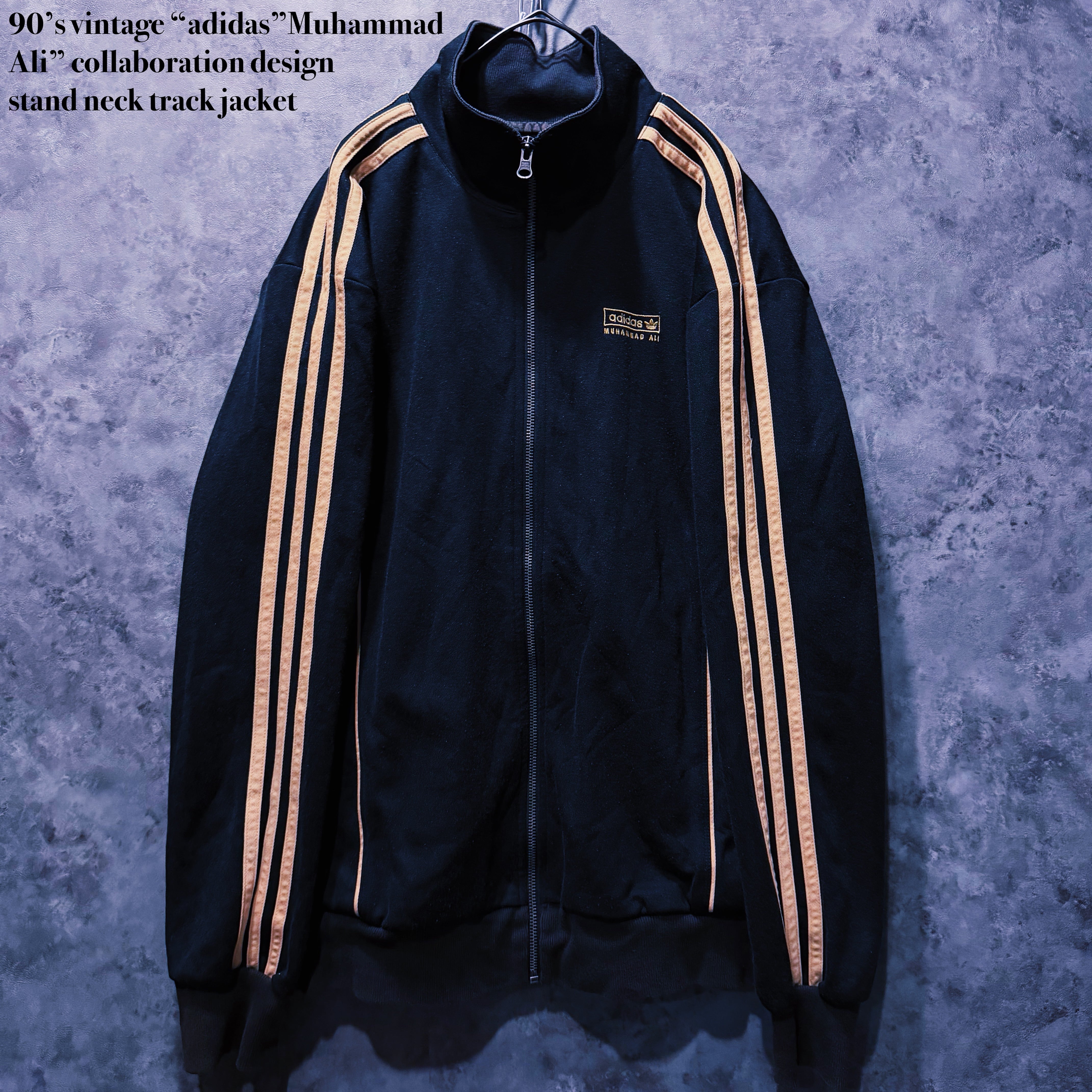 【doppio】90’s vintage “adidas”Muhammad Ali” collaboration design stand neck track jacket
