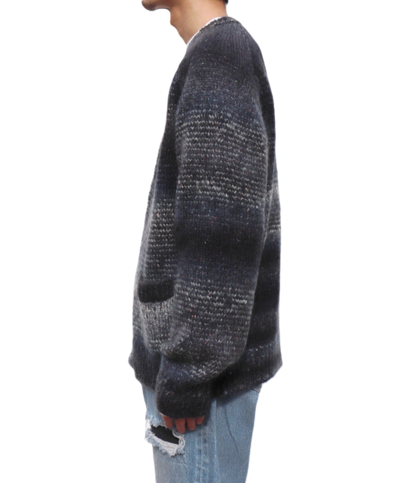 UNUSED / US2530 MOHAIR CARDIGAN (NAVY×GRAY) | AfterSchool