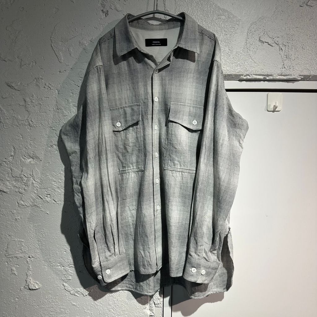ensou. エンソウ Rough Cut Shirt チェックシャツ E13S007 グレー size