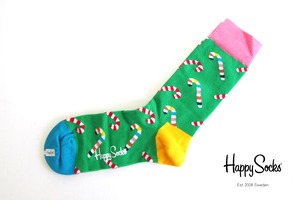 ハッピーソックス｜happy socks｜クルー丈ソックス｜キャンディケイン柄｜Christmas Tree Gift