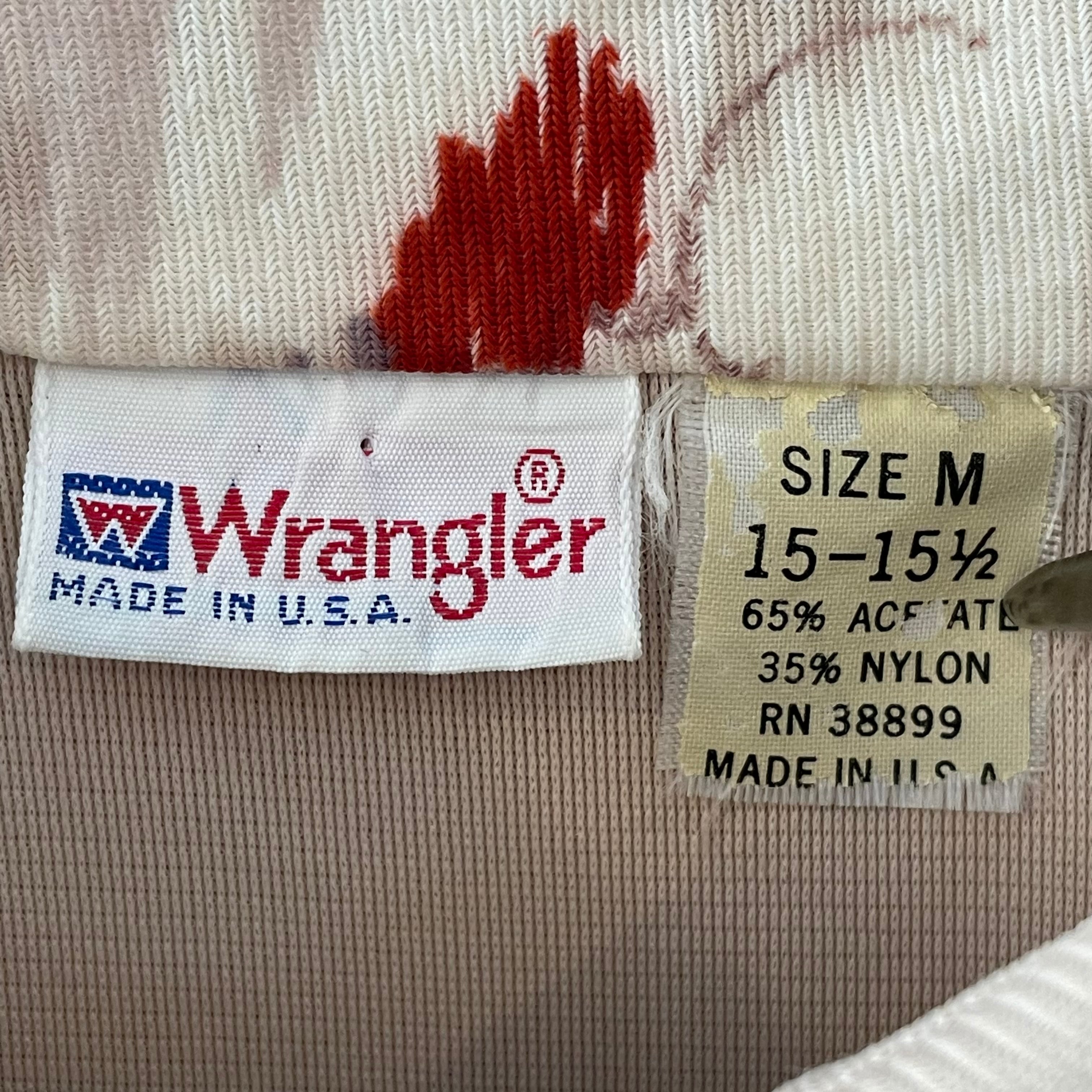 【Wrangler】70s USA製 ポリシャツ 総柄 長袖シャツ M US