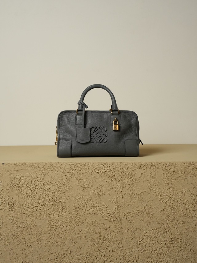 LOEWE ロエベ グレー アマソナ28 ゴールド金具 ハンドバッグ