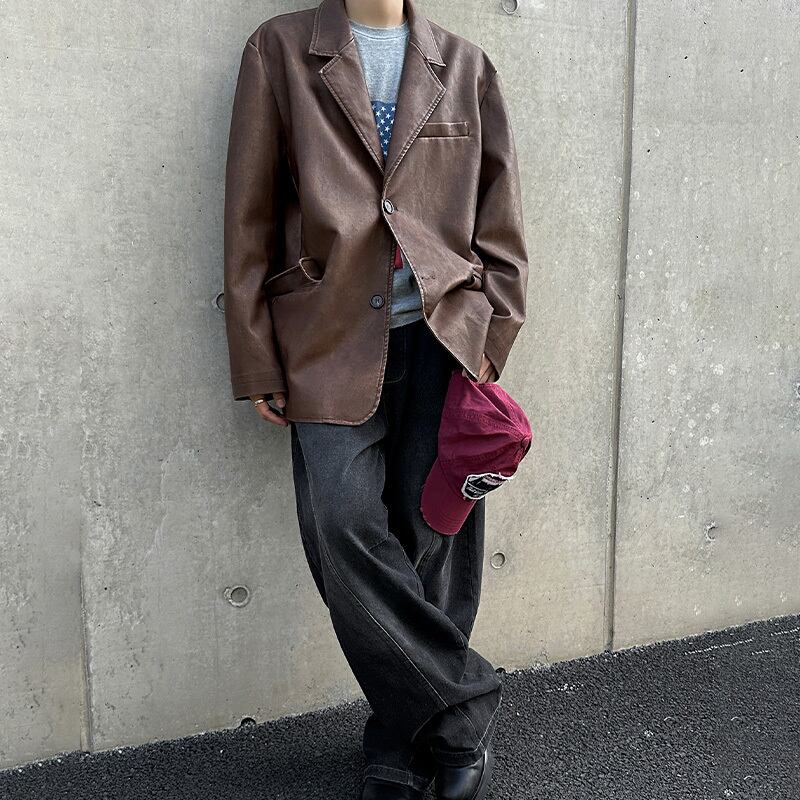 lady goodman　エコレザージャケット フェイクレザーオーバーサイズミディアムジャケット MONO-MART