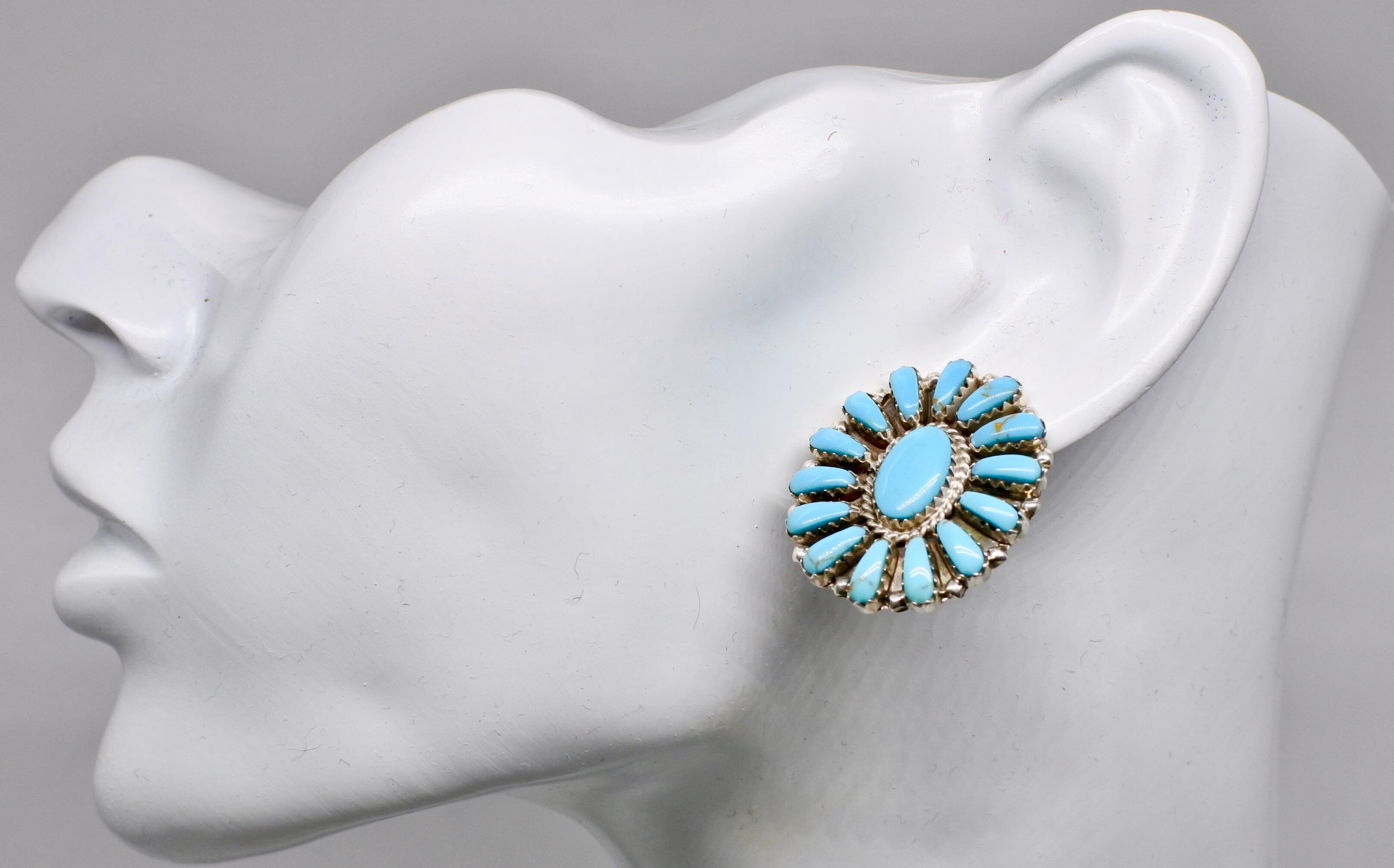 新品 一点限り クラスターピアス インディアンジュエリー ターコイズ
