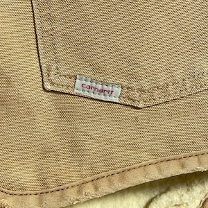 【Carhartt】80s 90s ダックベスト 裏ボア 前開き スナップボタン 前ポケット ベージュ カーハート LARGE US古着