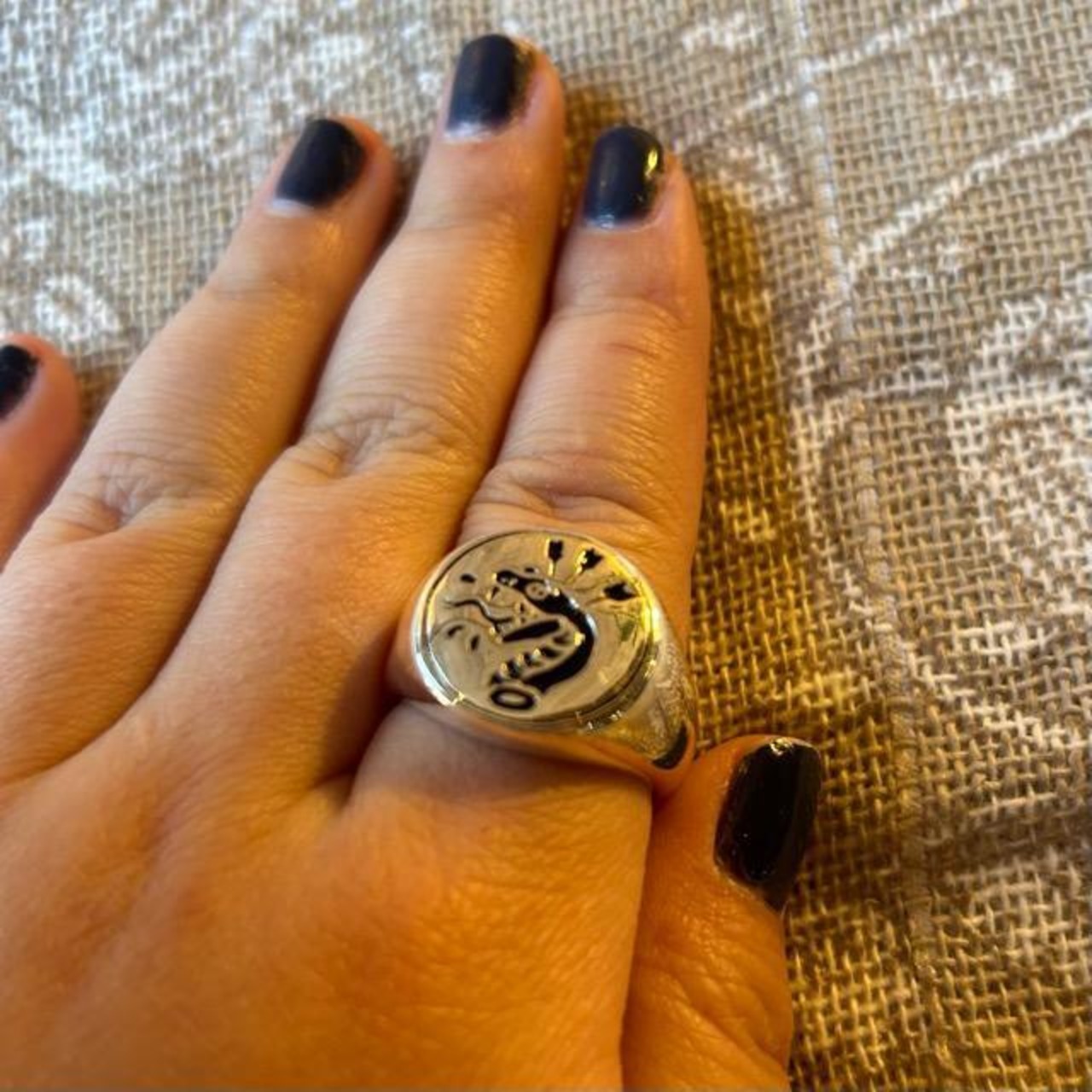 TOPANGA Jewelry Snake Sign Ring Size 23  24 Snake Sign Ring Ring Accessory Present Simple Silver Snake Gift Rock　