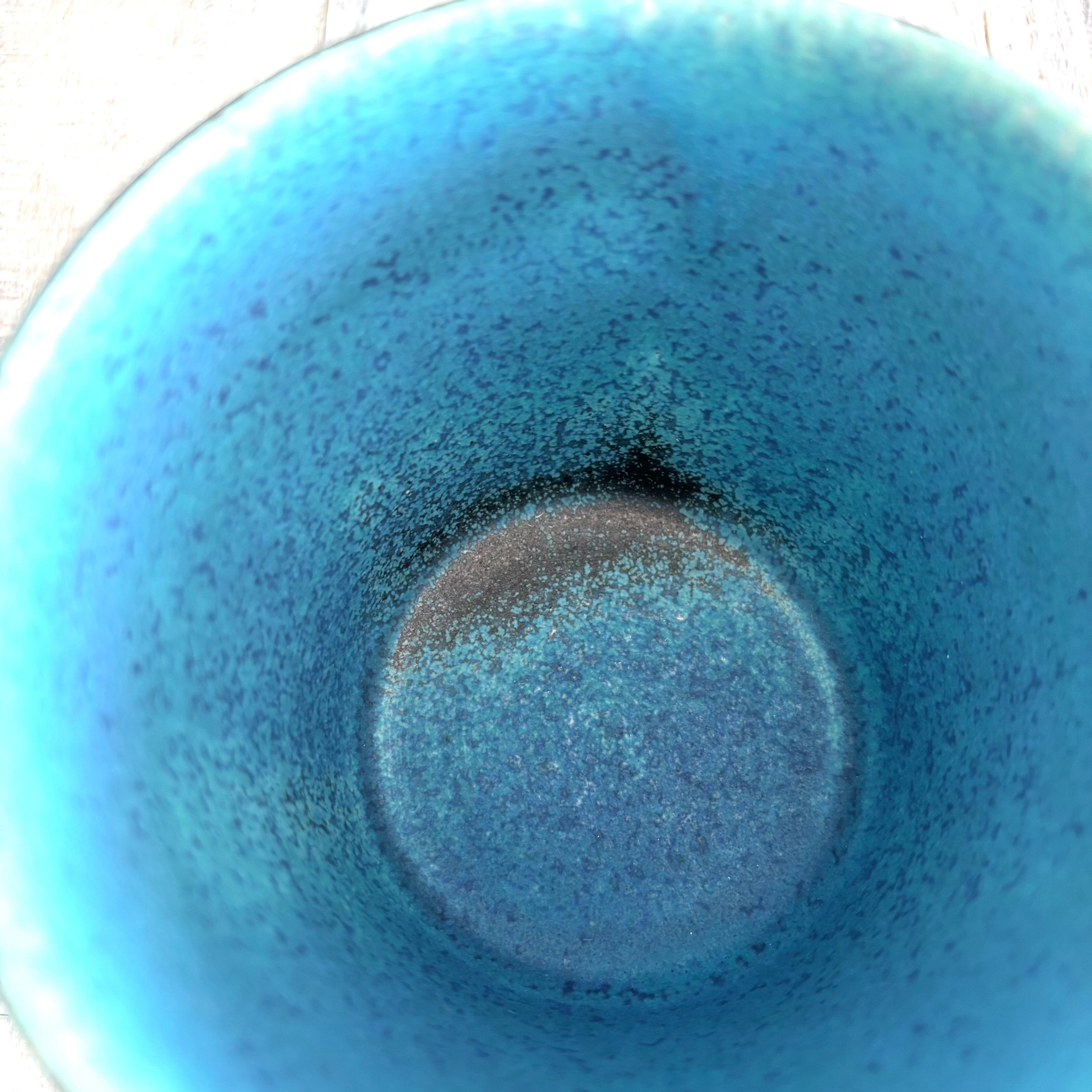 青彩くし目 マグカップ ターコイズ | Blue Pottery