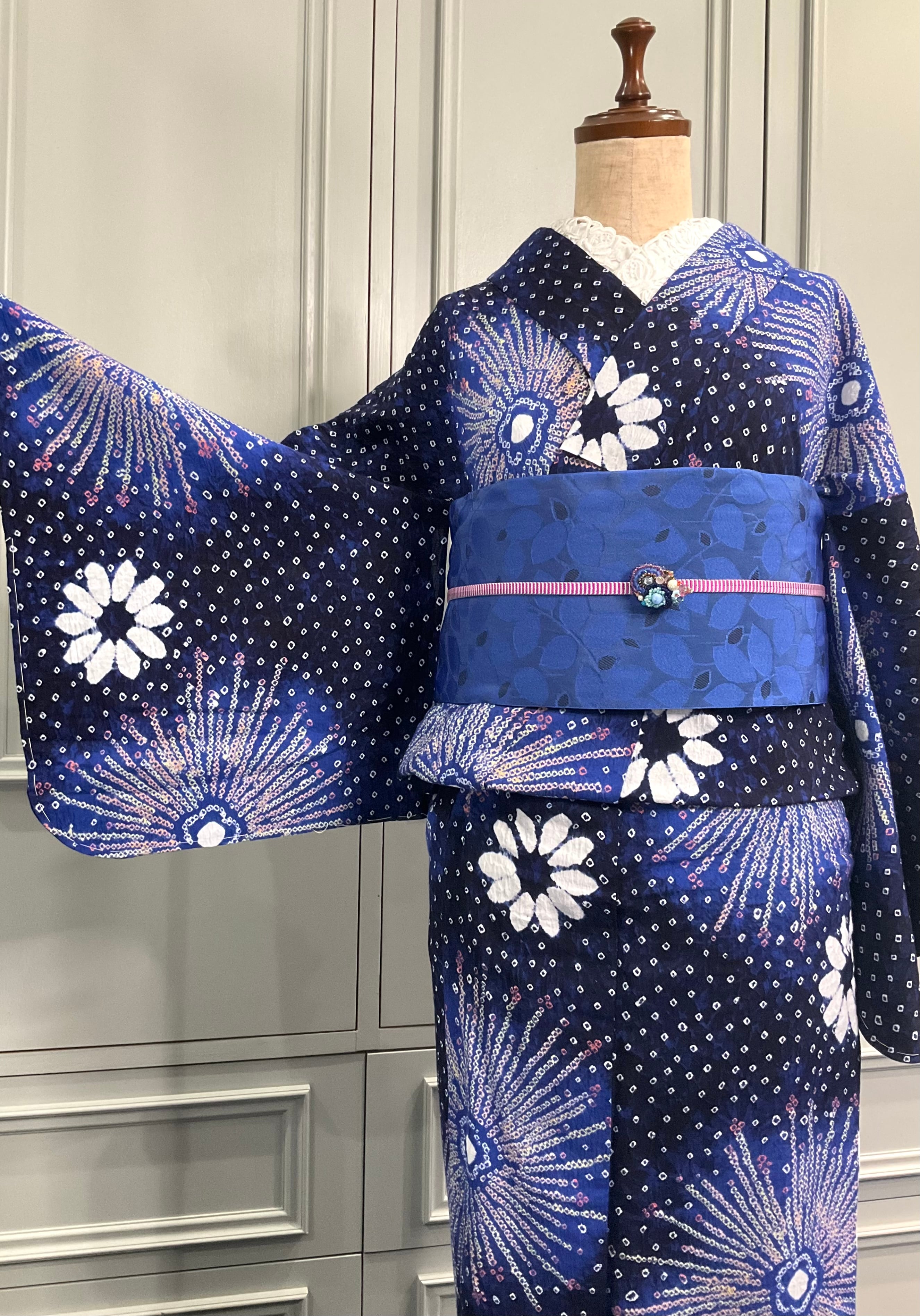 星空と花火と＊有松鳴海絞り浴衣 A289 | kimono tento