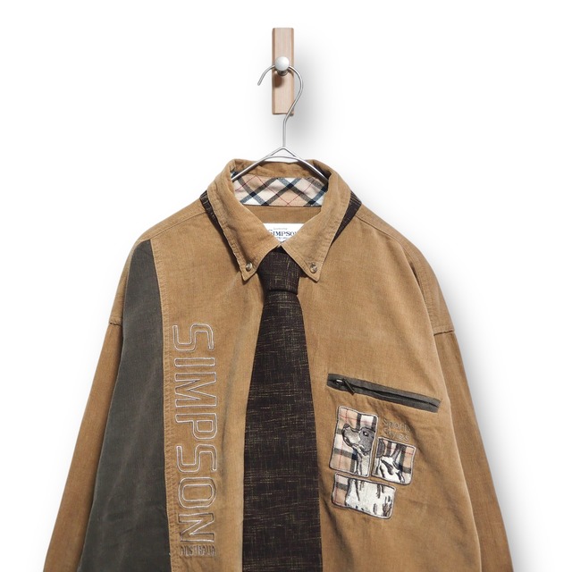 【VINTAGE】長袖コーデュロイシャツ＋ネクタイ