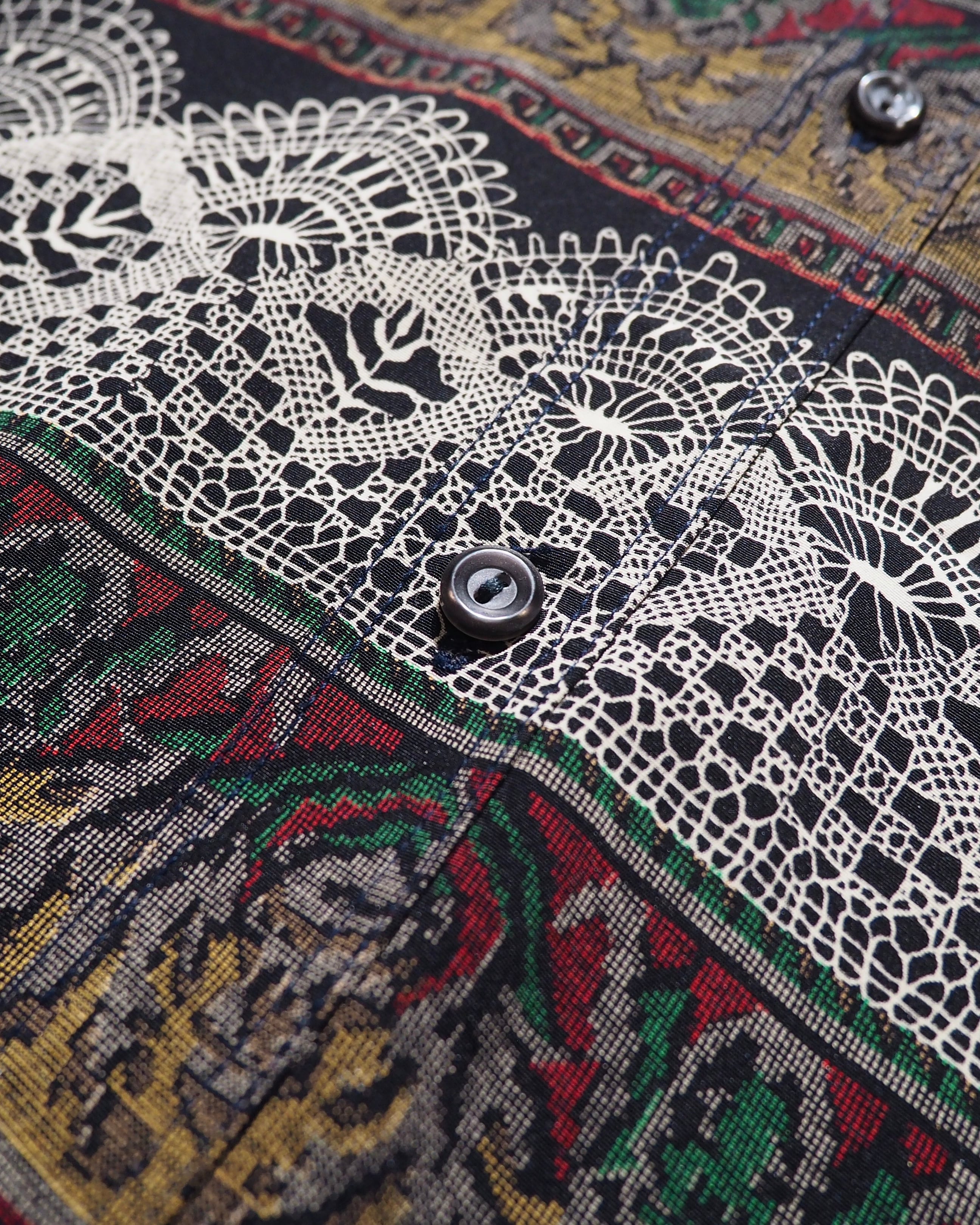 1990s Black mode Geometric pattern Drape loose vintage shirt