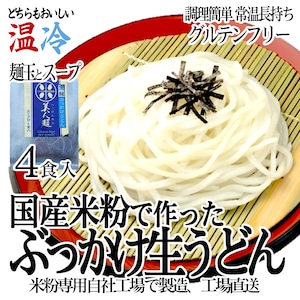 【送料無料】 グルテンフリー ぶっかけうどん 170g ✕4食分 つゆ付き 100%お米の生麺 小麦粉不使用 九州産米粉使用 常温保存  4人前