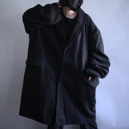 "KINGSIZE" XXXL super over size wide silhouette black wool coat