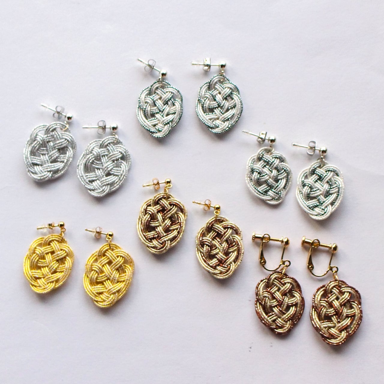 水引ピアス・イヤリング - TSUYA - シルバー | 紙単衣 - kamihitoe