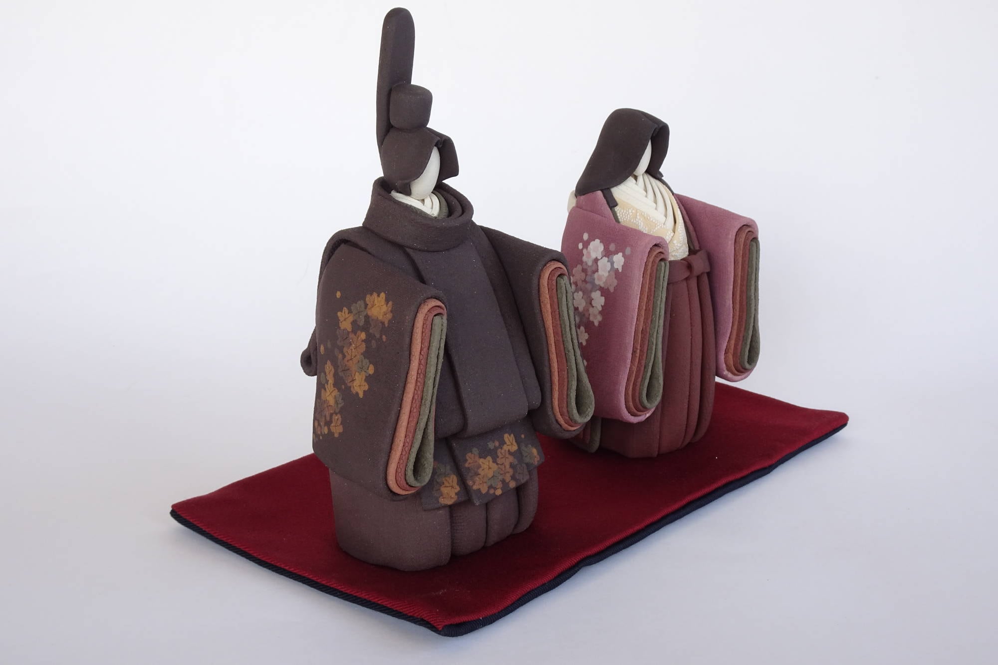 ひな人形 陶雛 澤りか作 (女雛 ウグイス、男雛 黒) お雛様 コ