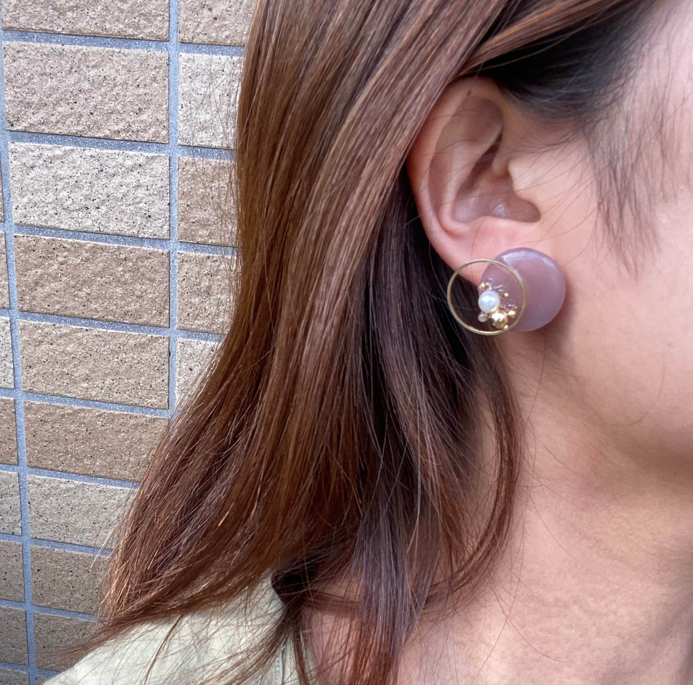 ハンドメイドピアス イヤリング フェミニン 上品 綺麗め OL ドライフラワー ~ ハンドメイド ~ ピアス