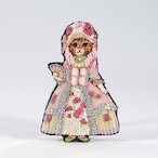 刺繍チャームブローチ Rose Lady Cat