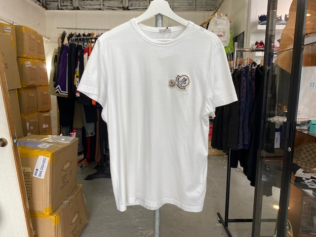 MONCLER DOUBLE PATCH LOGO TEE WHITE LARGE 00391