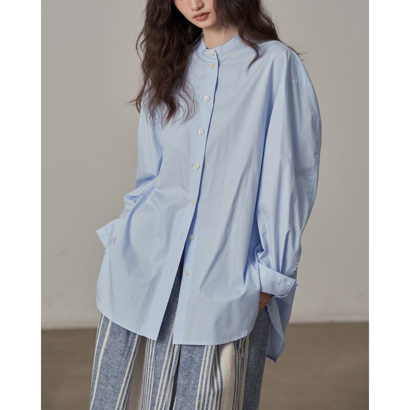 band collar long length shirt 101343