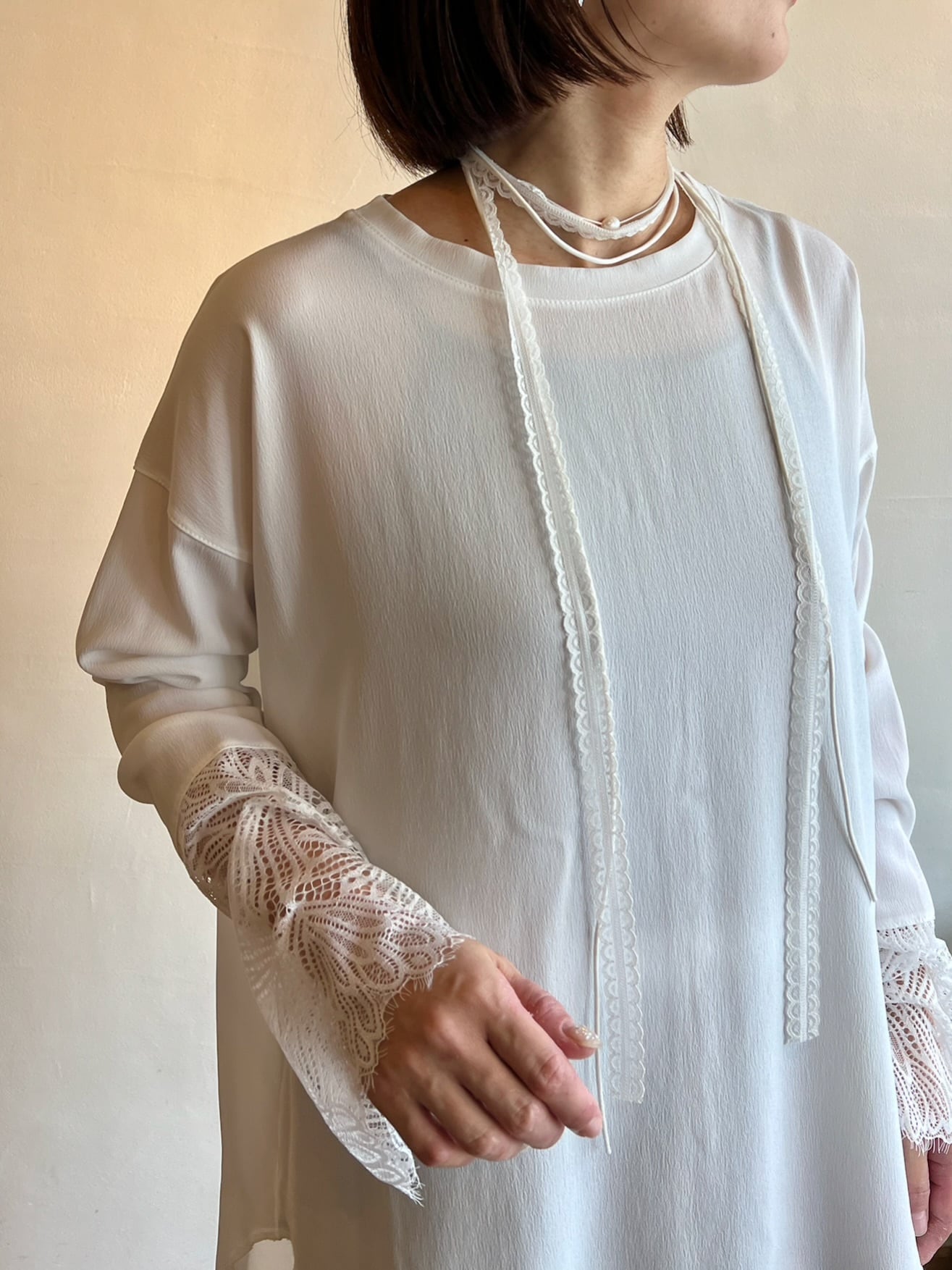 MARGAUX VINTAGE / シアーロンTカフスレース | anouk