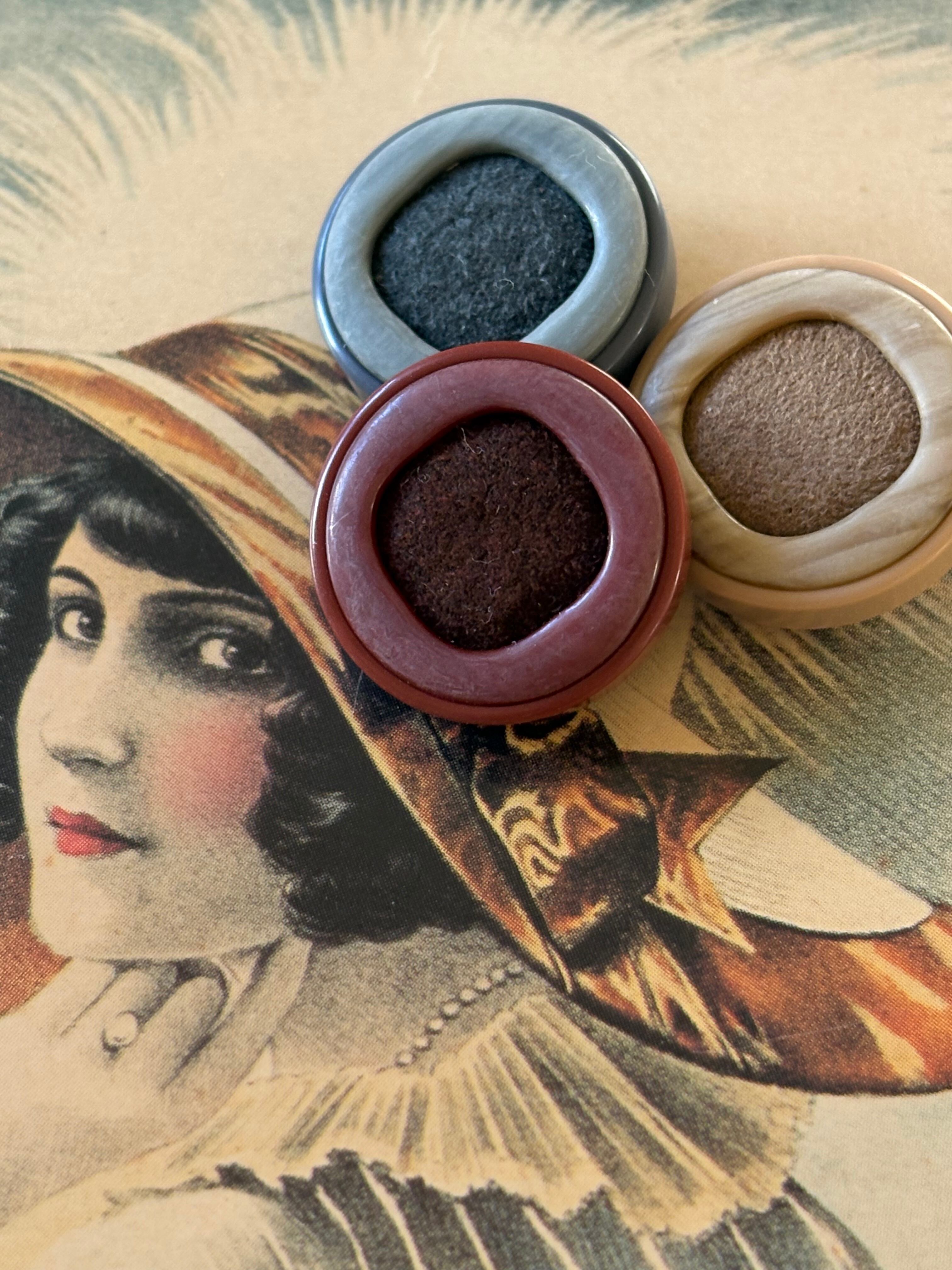 Japanese Vintage ヴィンテージボタン マーブル調 ワインレッド/グレー/ベージュ スエード調 20mm アクセサリーパーツ 装飾