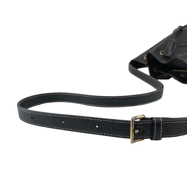 Yves Saint Laurent イヴ・サンローラン ショルダーバッグ ブラック YSL ロゴ レザー 巾着 vintage ヴィンテージ オールド 3jig7u