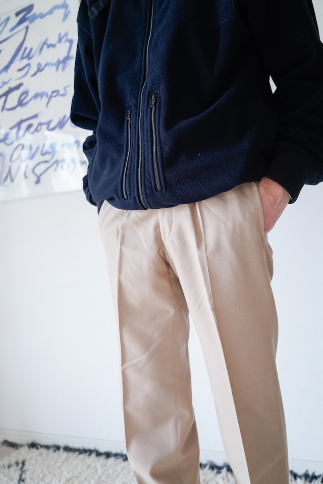 【1970s, Deadstock】"Barracks" 1-tuck French Army Chino Trousers / m471
