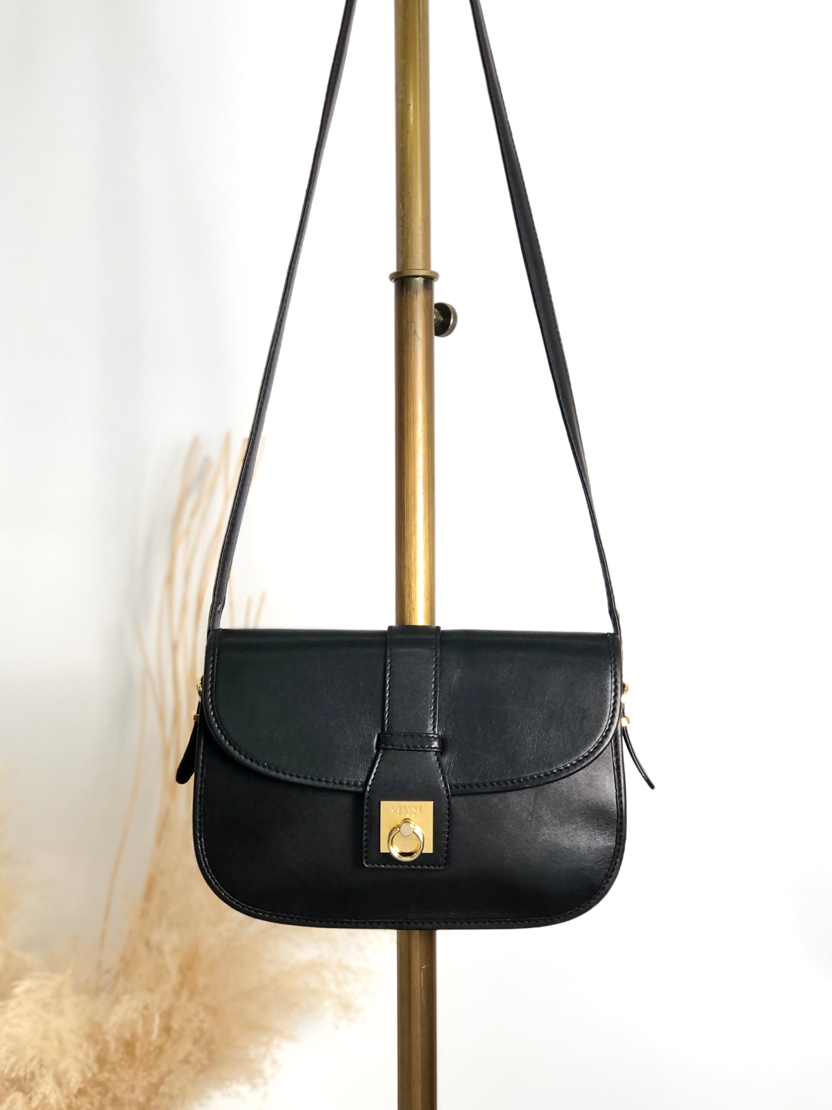 CELINE セリーヌ ショルダーバッグ ブラック ガンチーニ レザー vintage ヴィンテージ オールド dcwmsj