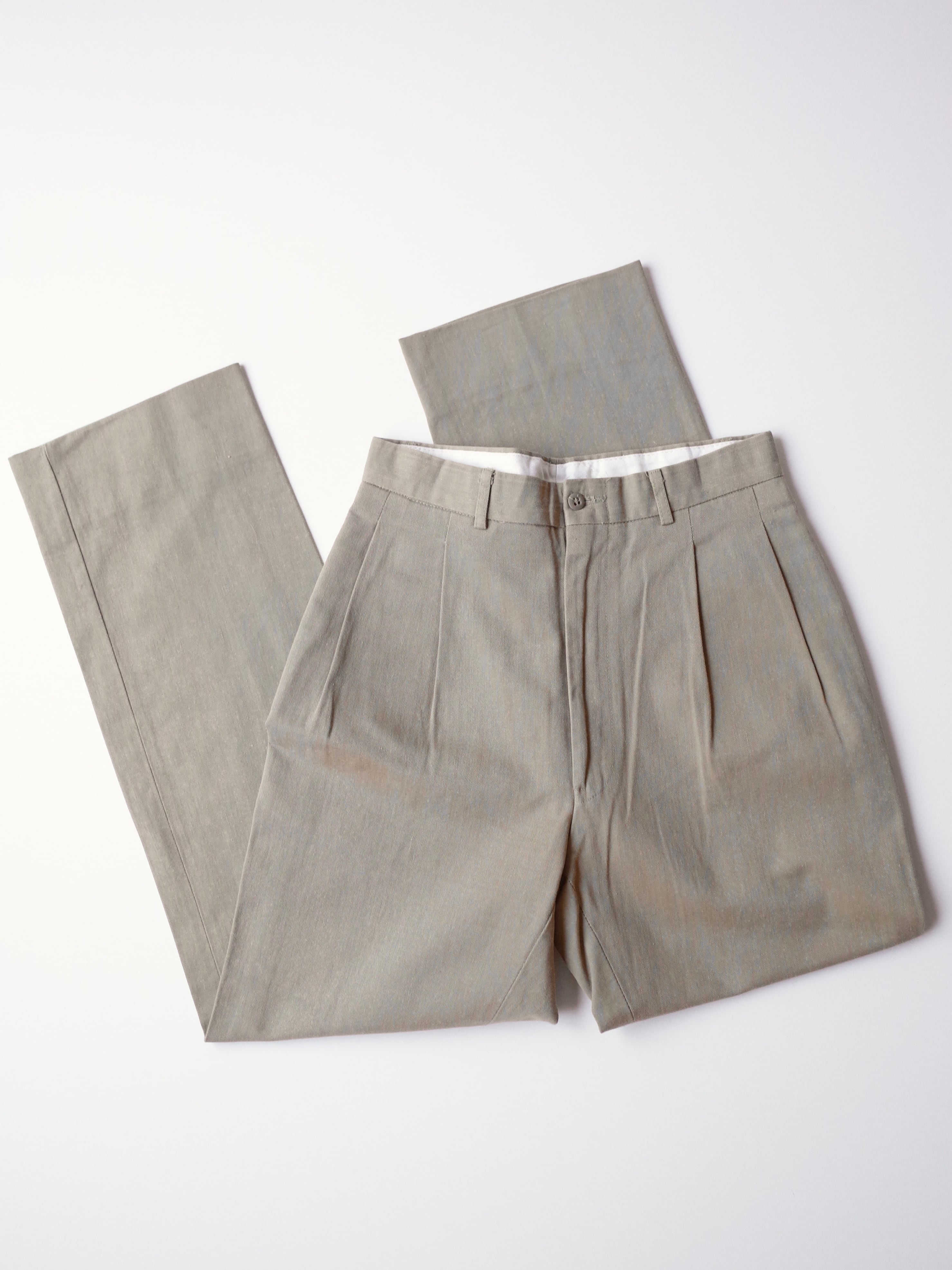80s BRITISH KHAKI by Robert Lighton tuck pants