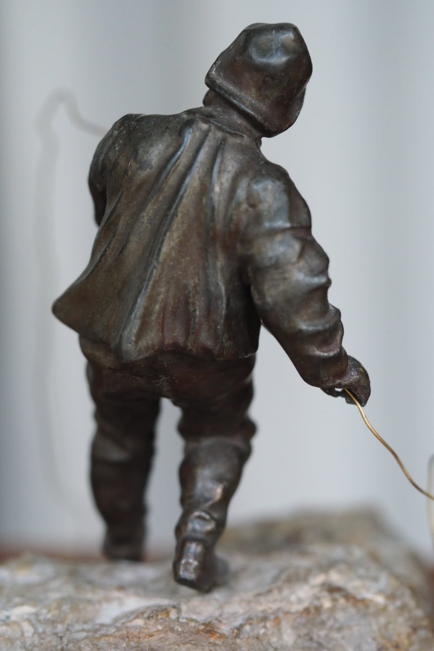 漁師ブロンズ像-antique fisherman figure | アンティーク