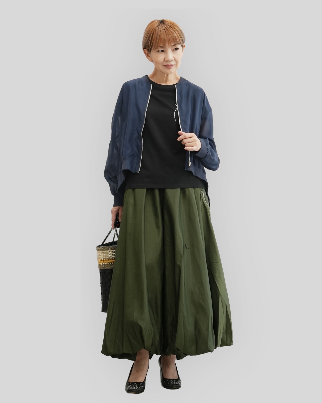 ひがし推し！ストライプ×ミリタリーブルゾン