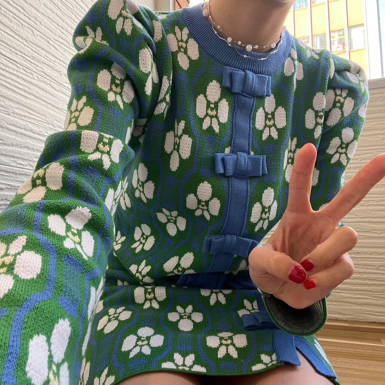 フラワートップススカートセットアップ_LN01771