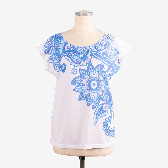 NEWヨガプリントTシャツ ブルーペイズリー　NEW Yoga print T-shirt Blue Paisley