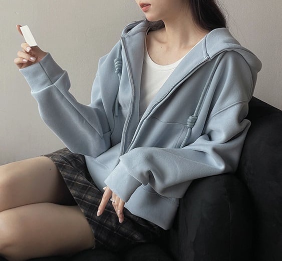 トップス レディース パーカー ジップアップパーカー ミディアム 長袖 フード付き ジップアップ ボリューム袖 無地 トレンド ゆったり オーバーサイズ 大きめ ドロップショルダー 体型カバー 着痩せ ルーズ 大人可愛い カジュアル 韓国 シンプル ラフ おしゃれ ダンス衣装 ドロップショルダー フード付き ジップアップ パーカー レディース