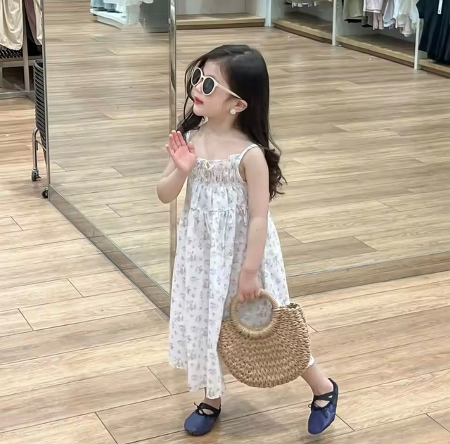 【取寄】胸元のフリルギャザーがかわいすぎる花柄キャミソールワンピース