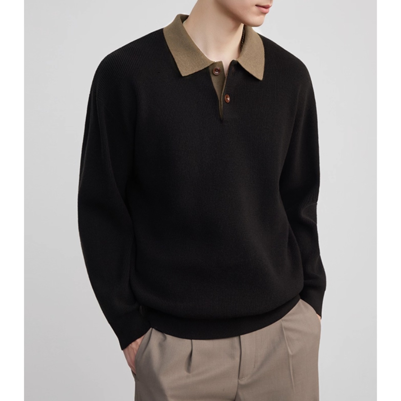 オープンカラー ポロシャツニット af0401